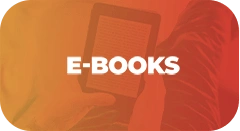 Ícone com fundo degrade e com o texto em branco com a escrita: E-books.